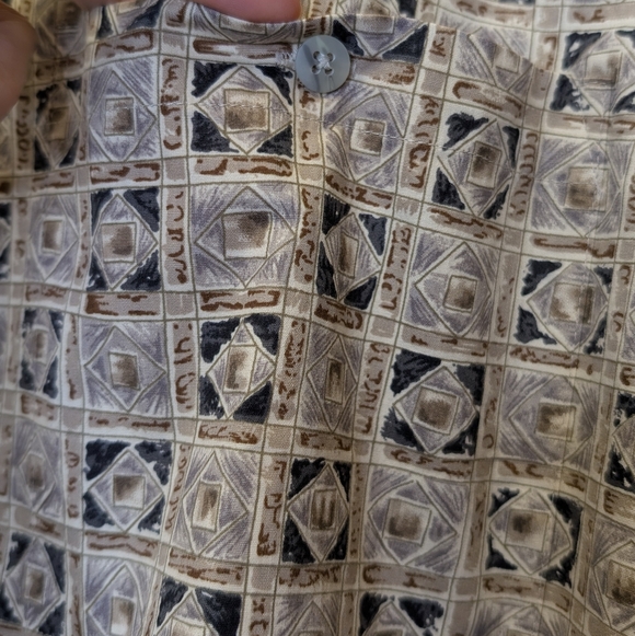 Vintage Pierre Cardin Button Down Shirt 90s Geometric Print Cotton Made in Korea - Picture 7 of 12